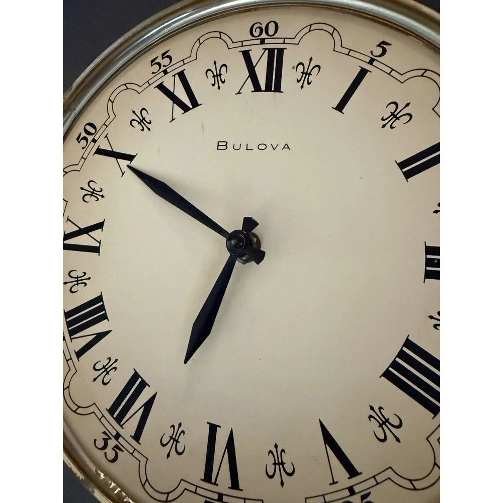 Vintage Bulova‎ Wall Clock Face Roman Numerals Cream Analog Replacement Part DIY